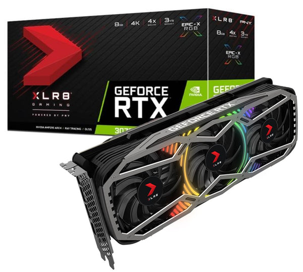 PNY nVidia GeForce RTX 3070 8GB RGB XLR8 Gaming REVEL EPIC-X Triple Fan LHR 5888 Cuda 14Gbps 1500/1725MHz 8K@60Hz 3xDP 1xHDMI 4xDisplays (not TI)