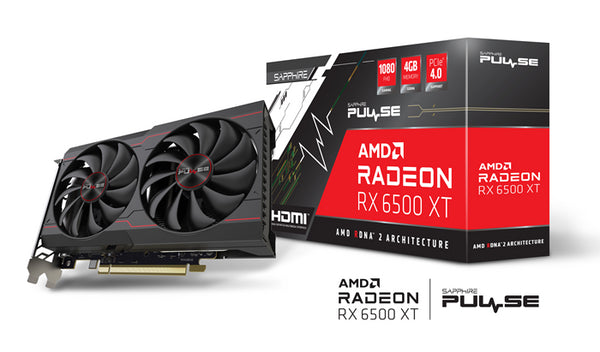 SAPPHIRE PULSE AMD RADEON™ RX 6500 XT Gaming Graphics Card OC 4GB GDDR6 RDNA2 1xHDMI 1xDP 18 Gbps Memory Clock (11314-01-20G)